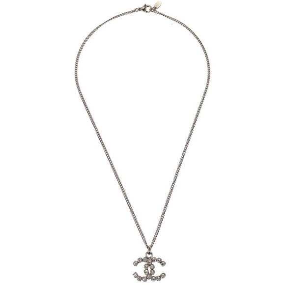 Chanel CC Chain Necklace Pendant Rhinestone Silver 04V 194971 - Picture 2 of 4
